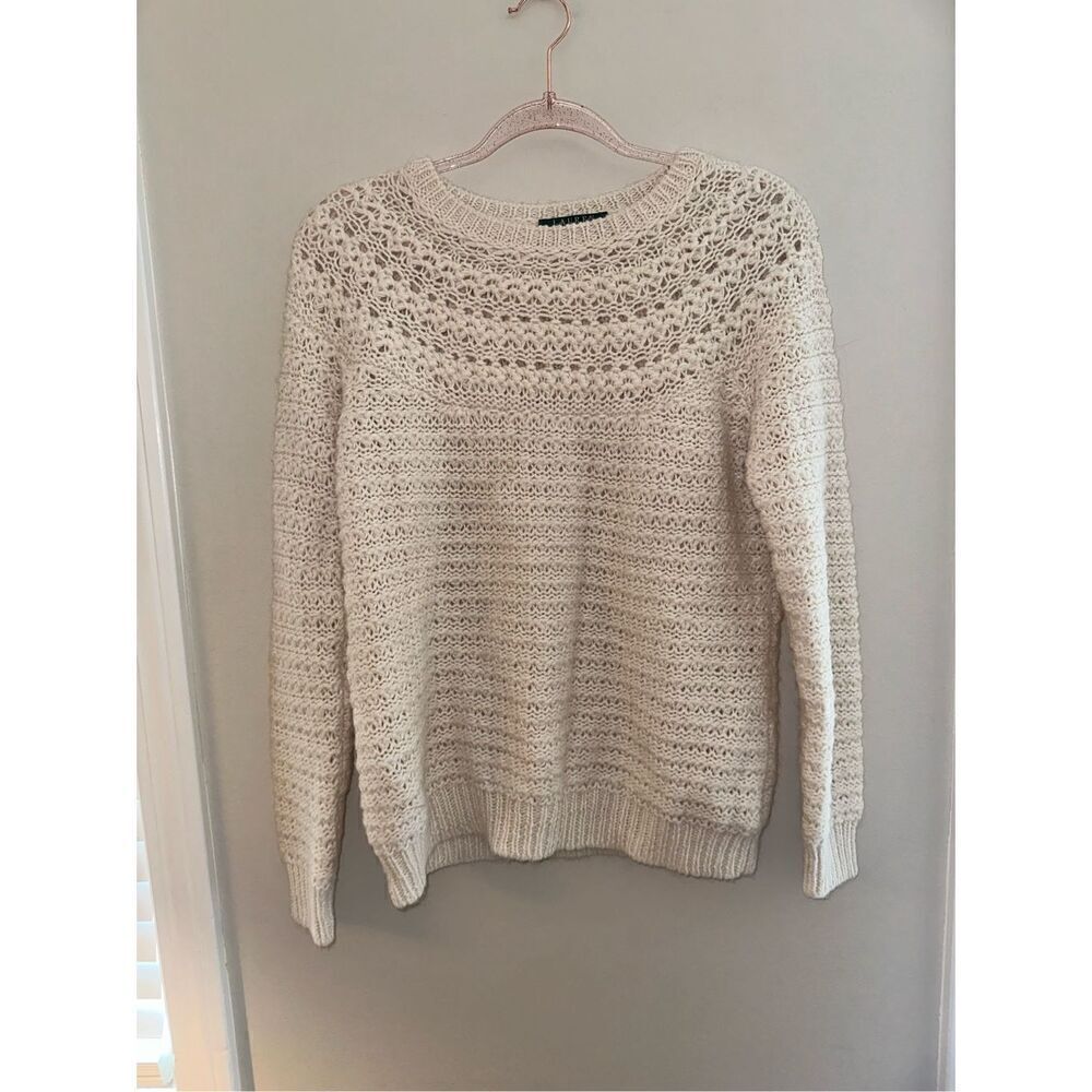 Lauren Ralph Lauren Cream Knit Sweater Medium